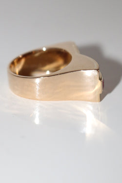 Diamond And Red Stone Tank Ring