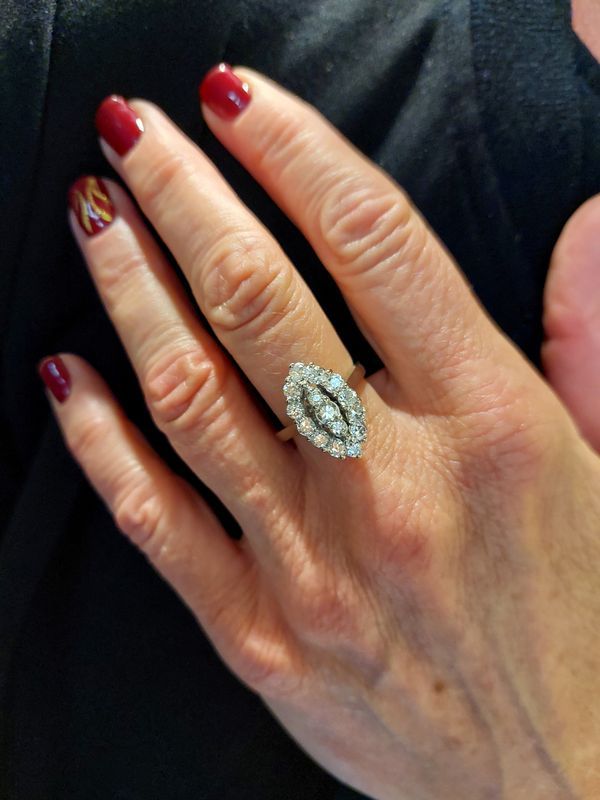 Bague marquise diamants en or blanc