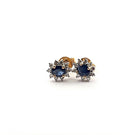 Boucles d'oreilles Puces marguerites en or deux tons saphirs et diamants