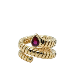 BULGARI "Serpenti" ring in yellow gold and pink tourmaline