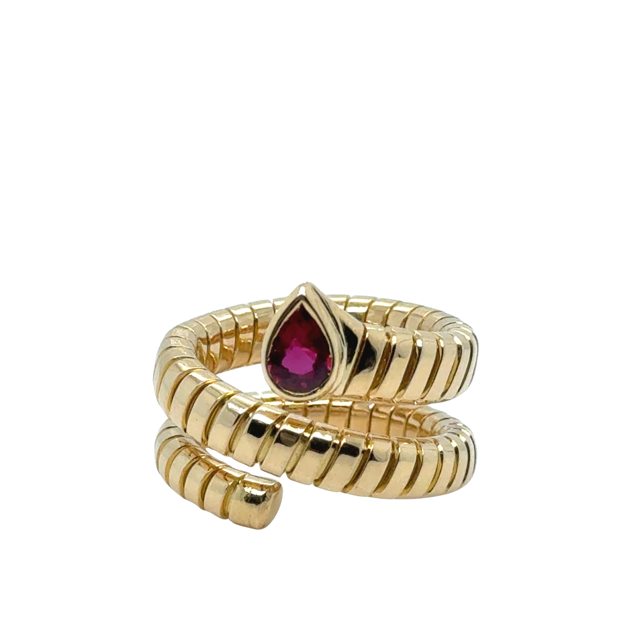 BULGARI "Serpenti" ring in yellow gold and pink tourmaline