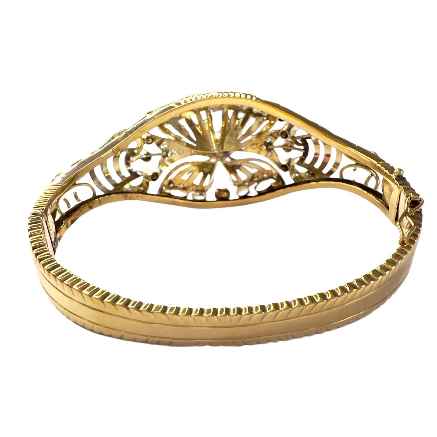 PULSERA ESTILO RETRO ÉPOCA 1945 de ORO 18 kts con DIAMANTES y ESMERALDA