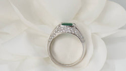 Emerald and diamond white gold bangle ring 