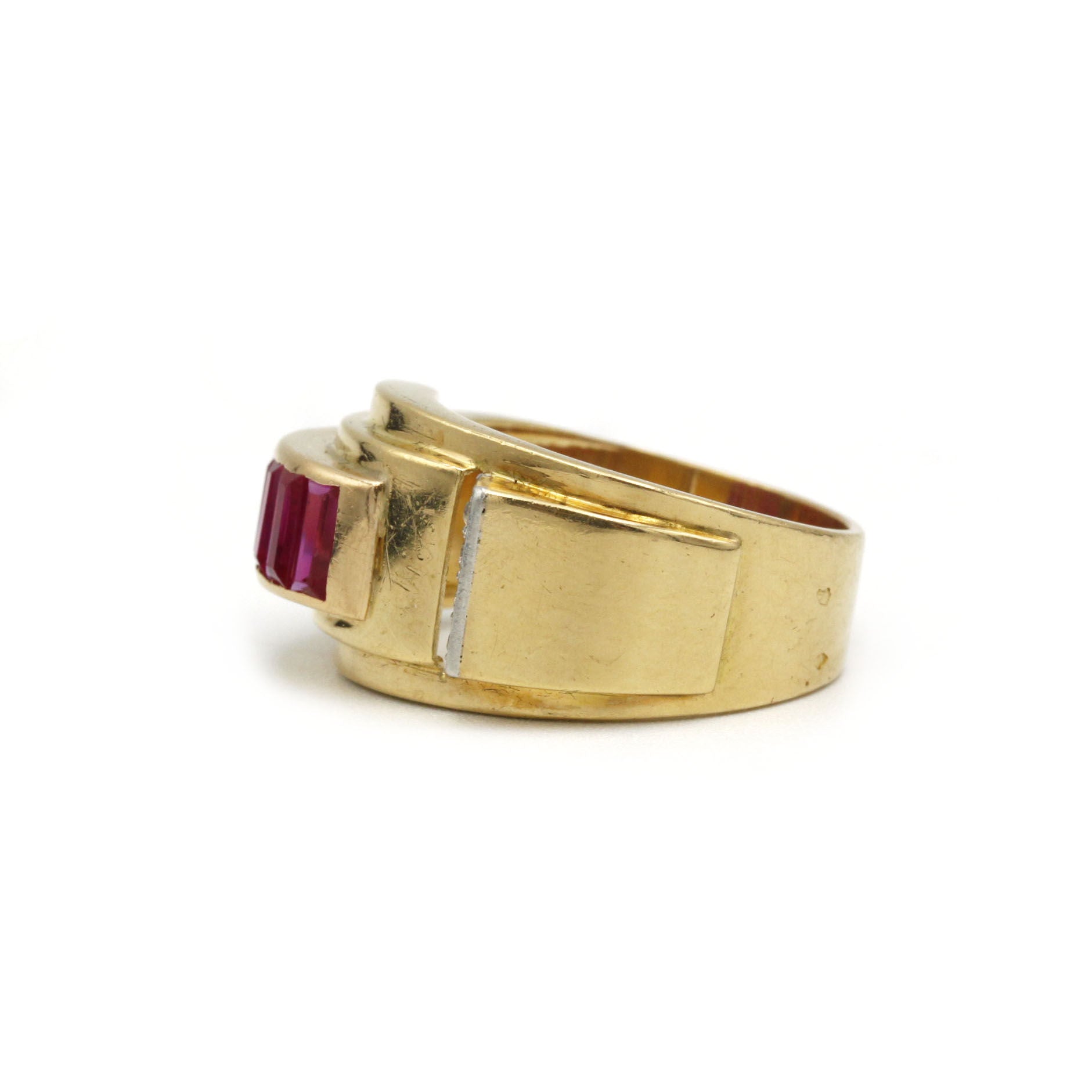 Bague TANK - Or, Rubis et Diamants