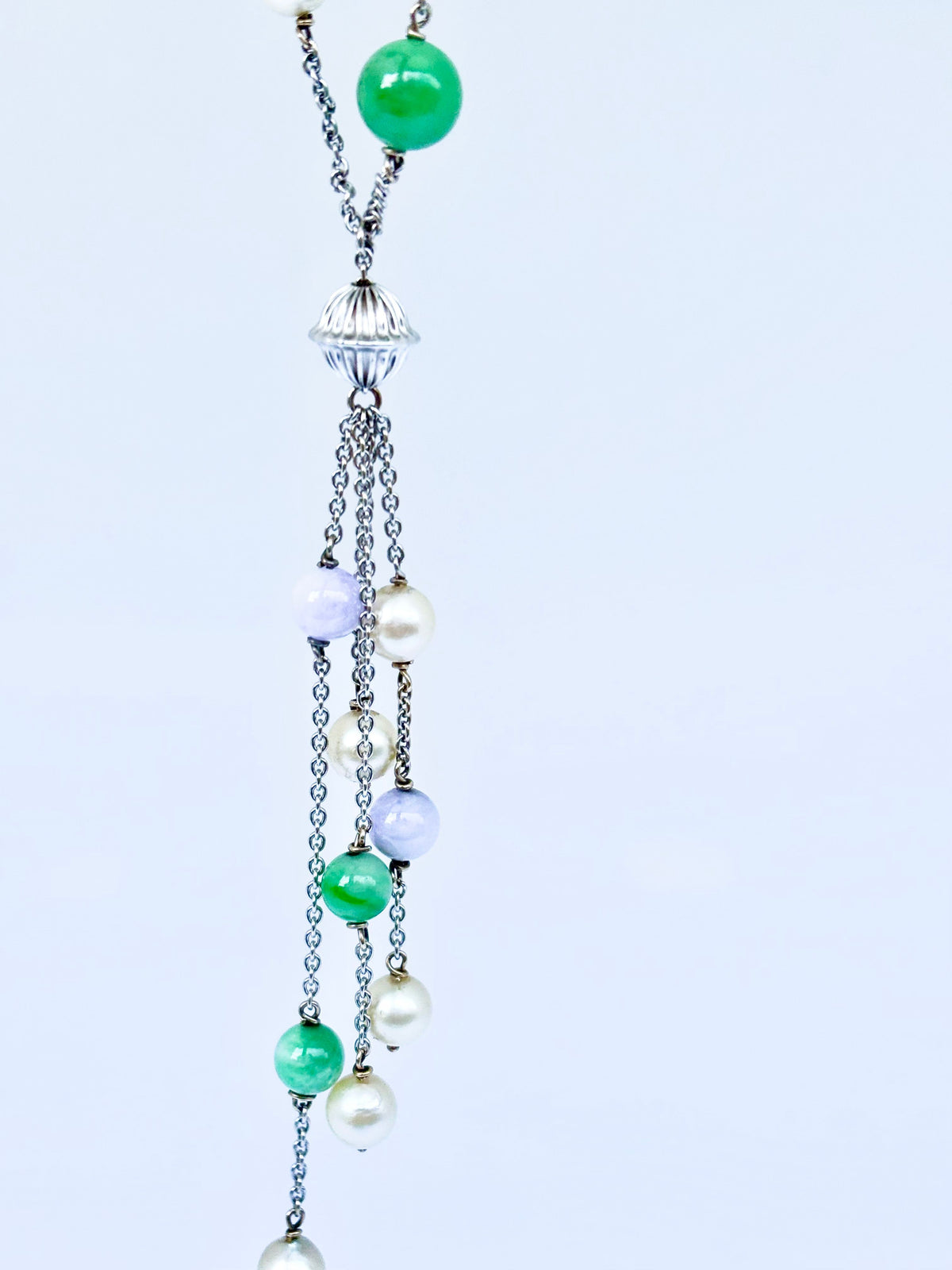 Vintage "Marseille-style" long necklace in white gold