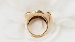 Tank ring in yellow gold and diamonds