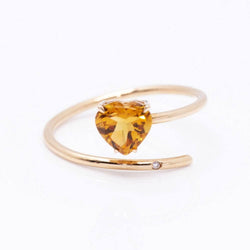 Bague en forme de coeur de citrine