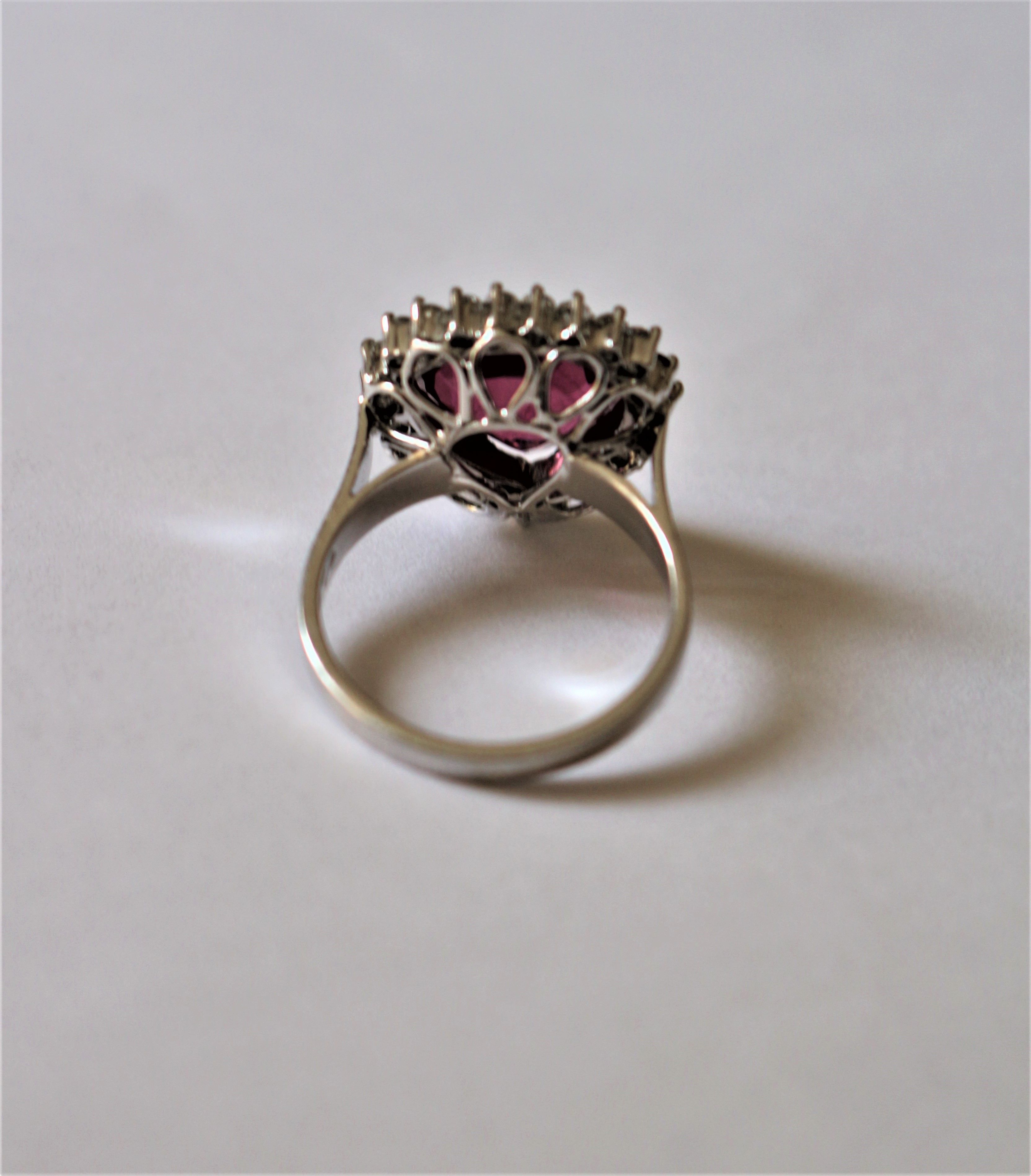 Rubellite and diamond ring