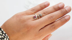 Bague Toi et Moi en or, rubis et diamants