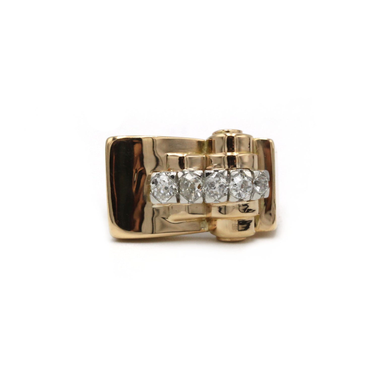 Ring Tank in yellow gold, paltinium and diamonds