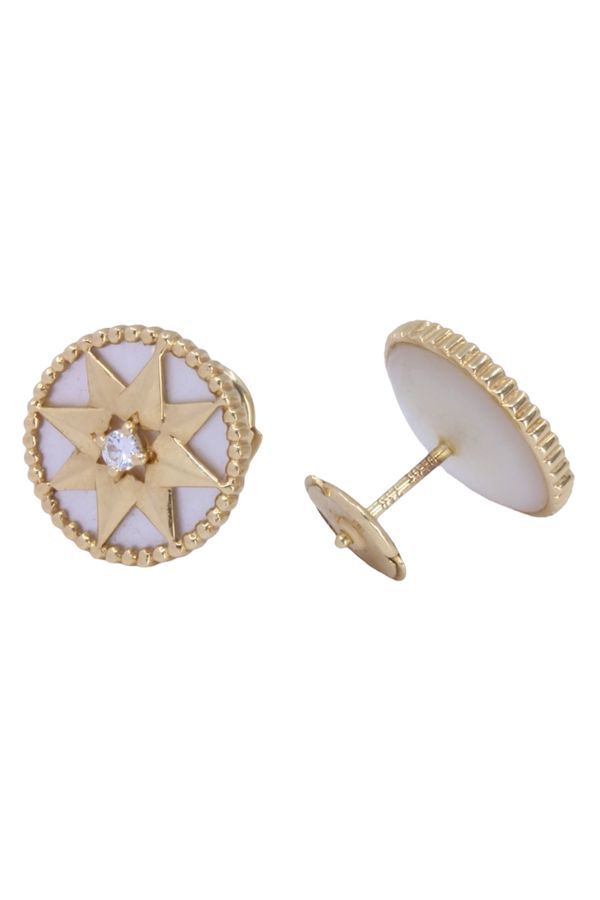 Boucles d'oreilles DIOR Rose des vents en or jaune et diamants