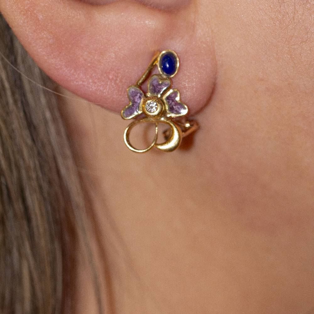 Pendientes Lapislazuli, Esmalte y Diamantes.