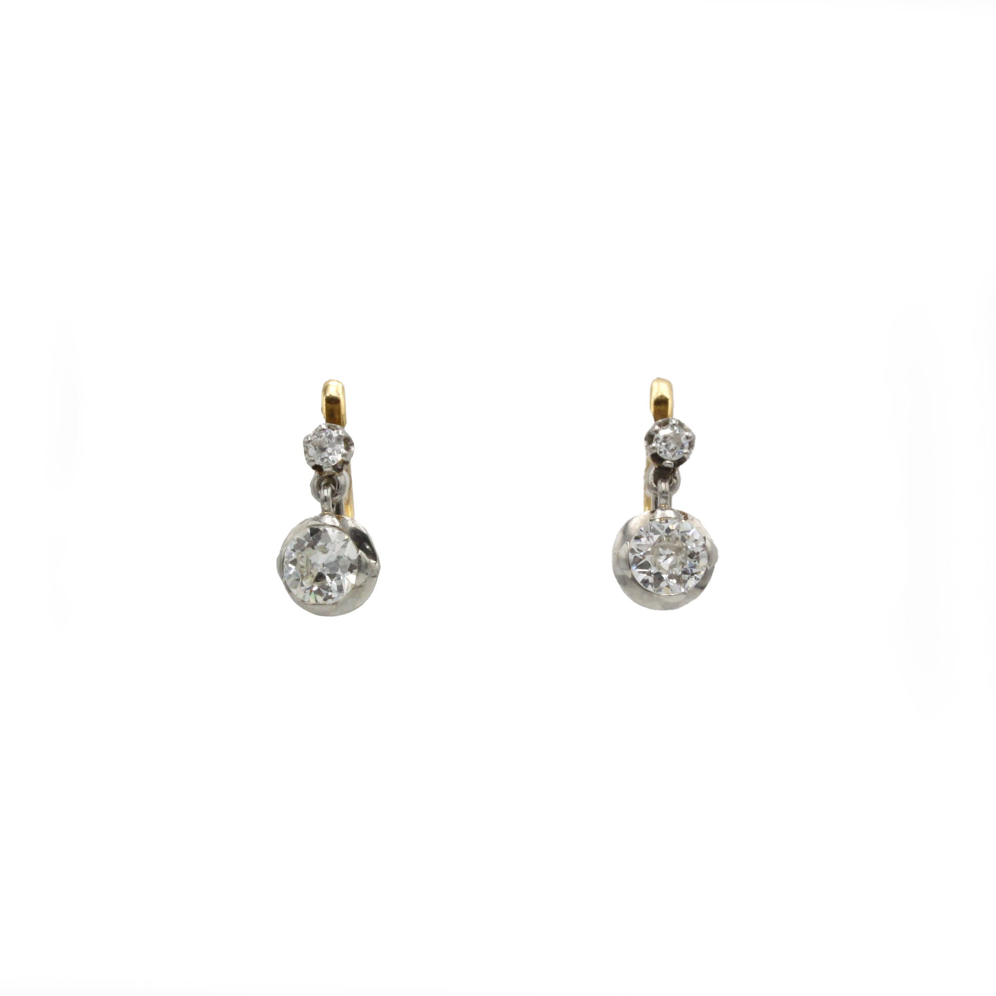 Boucles d'oreilles Dormeuses - Or, Platine & Diamants