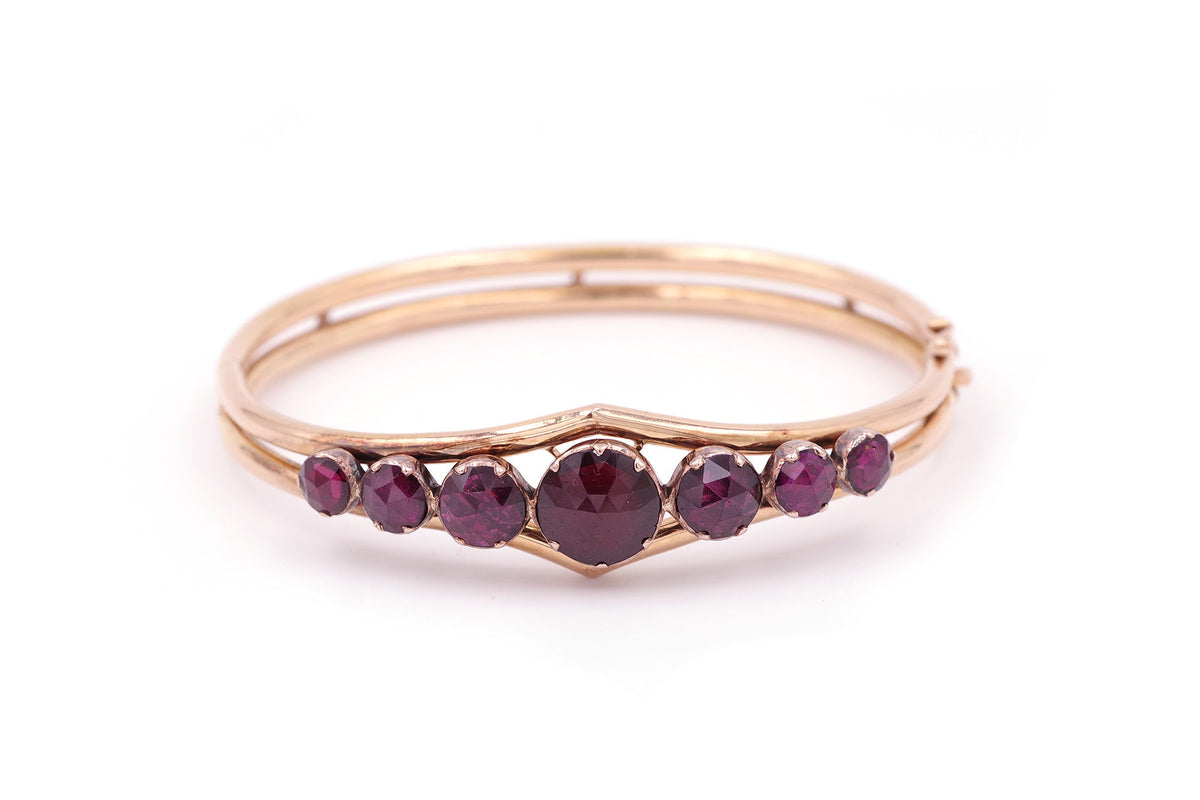 Bracelet jonc grenats de Perpignan en or