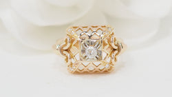 Openwork ring in yellow gold and diamond