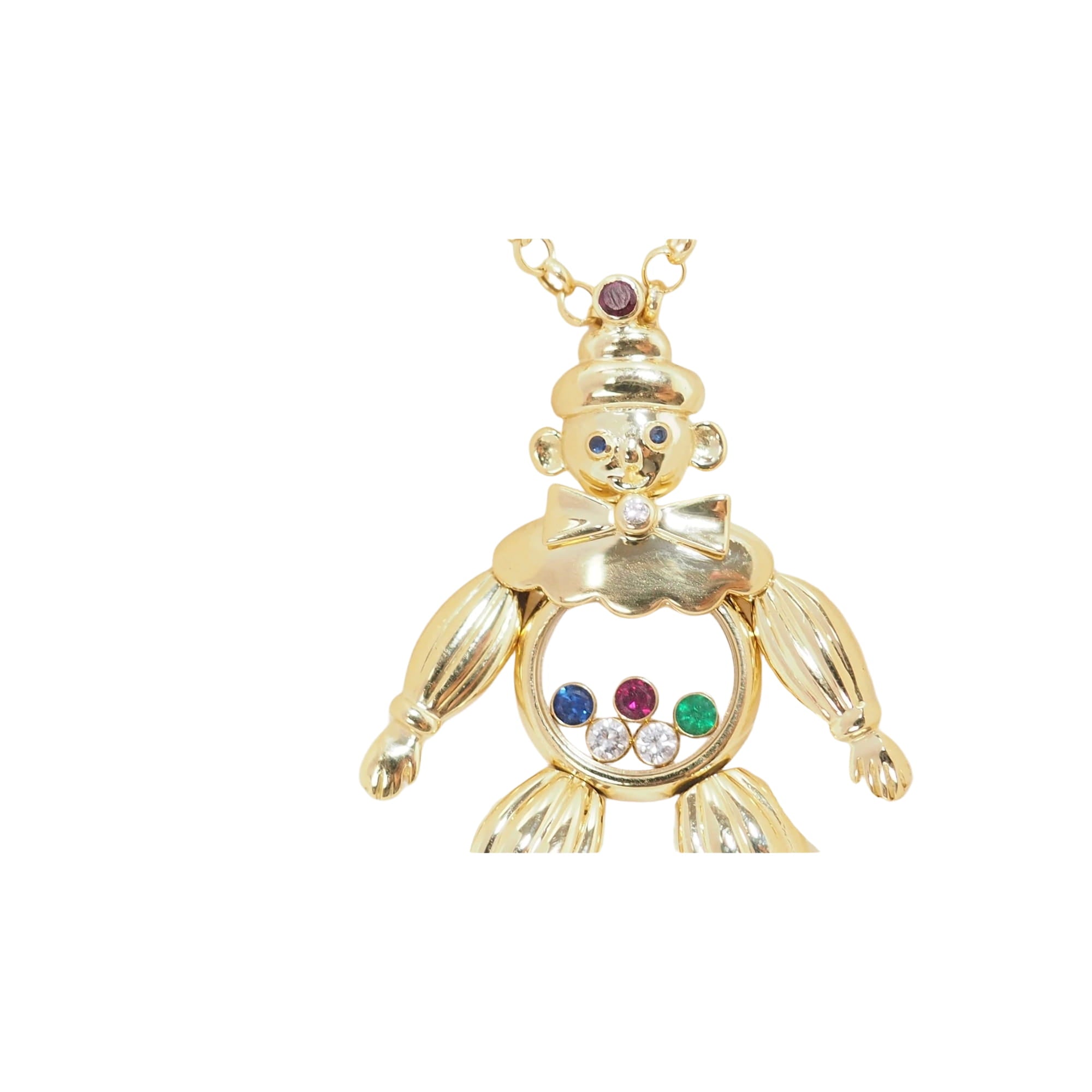 Chopard Happy Clown pendant in yellow gold and moving diamonds 