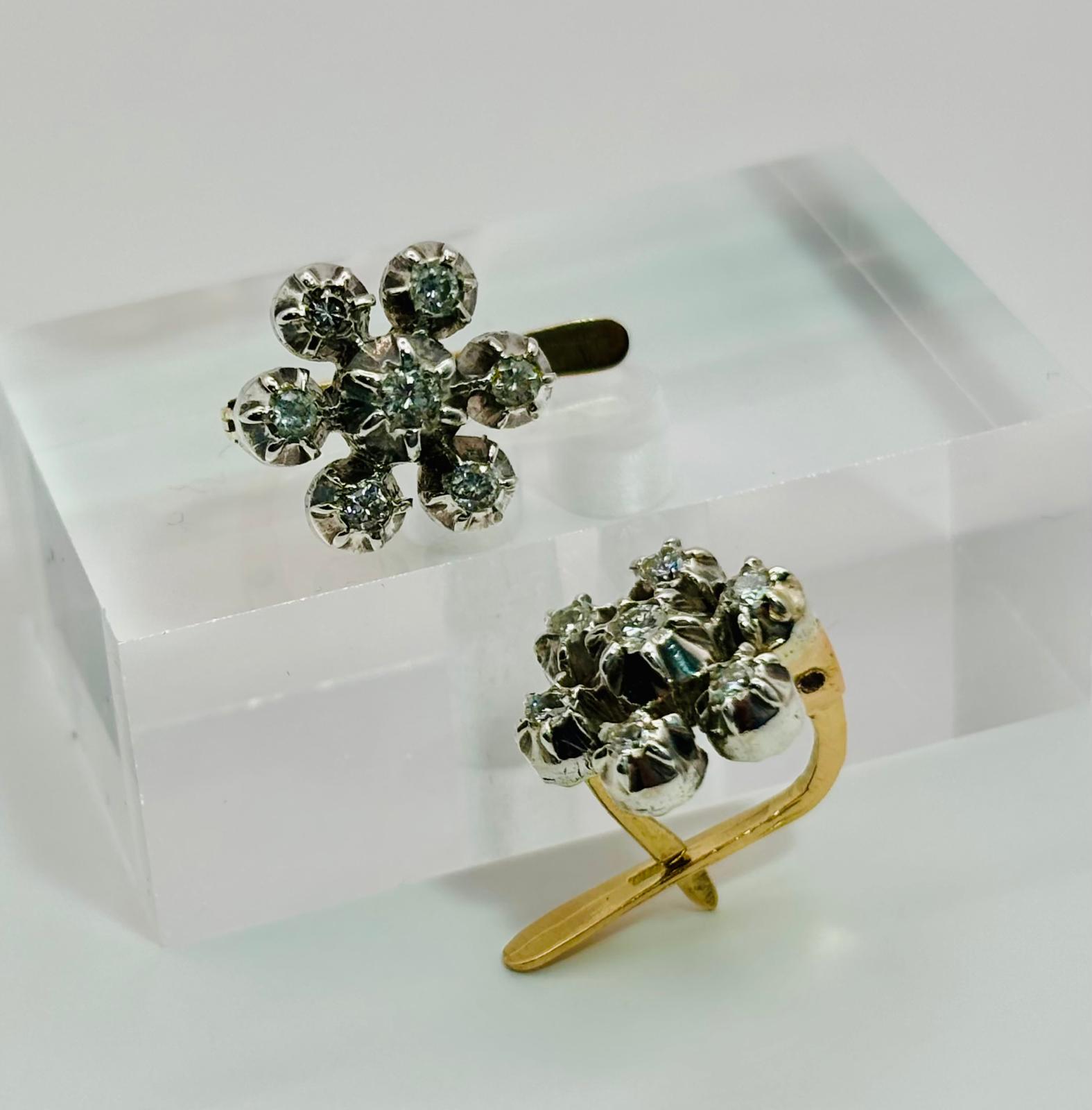 VINTAGE GOLD AND DIAMOND PENDANTS - FLORAL DESIGN 