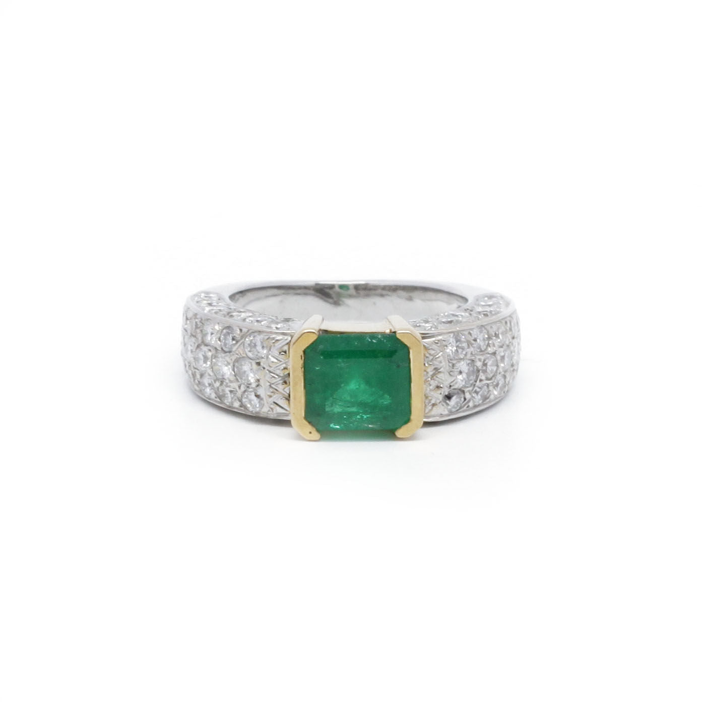 Bague - Or, Emeraude Et Diamants