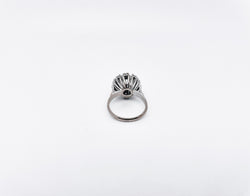 Marguerite double halo diamond ring in white gold