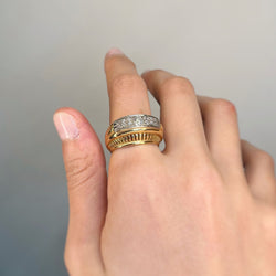 Yellow gold, platinum and diamond ring