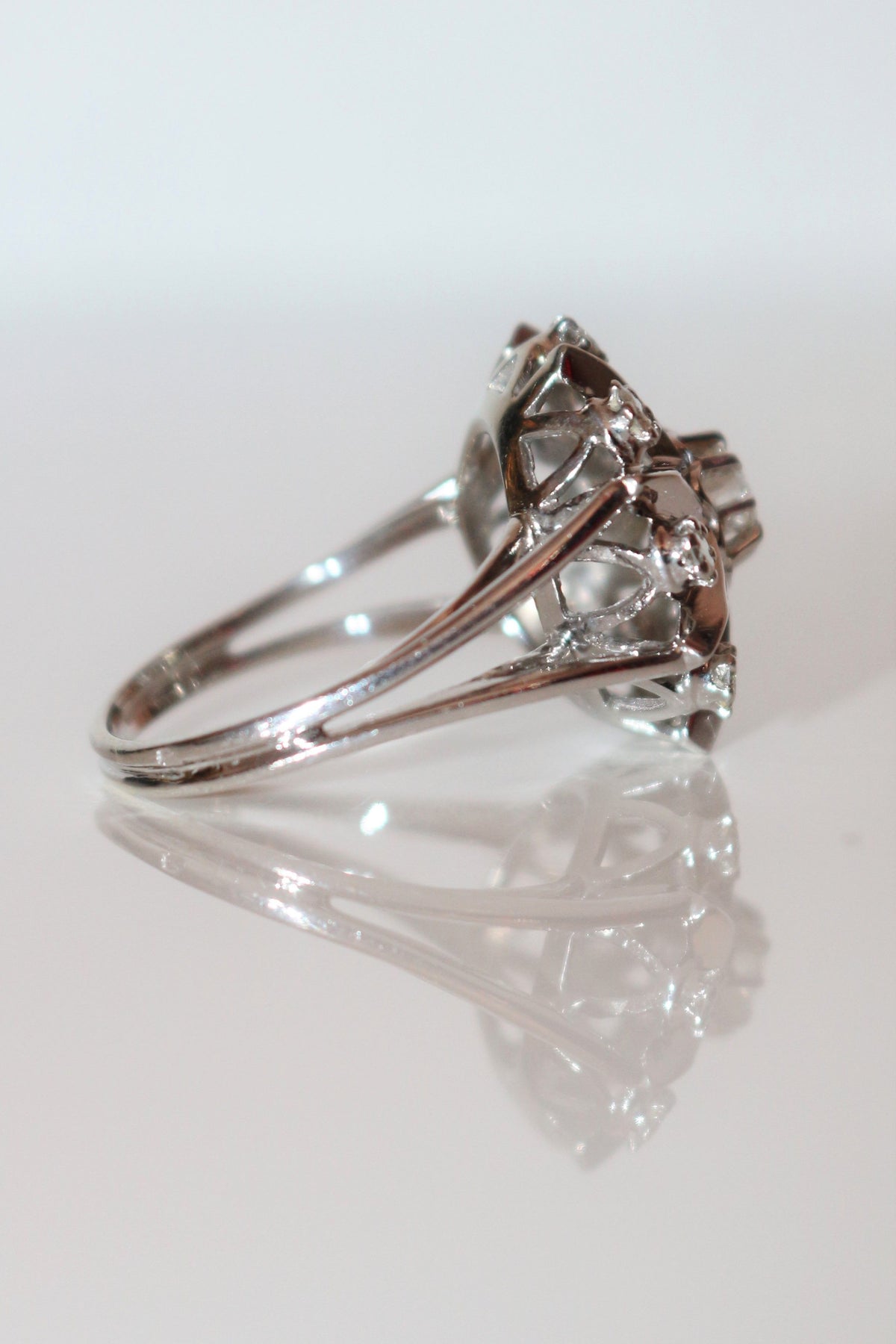 Bague étoile Or Gris Et Diamants