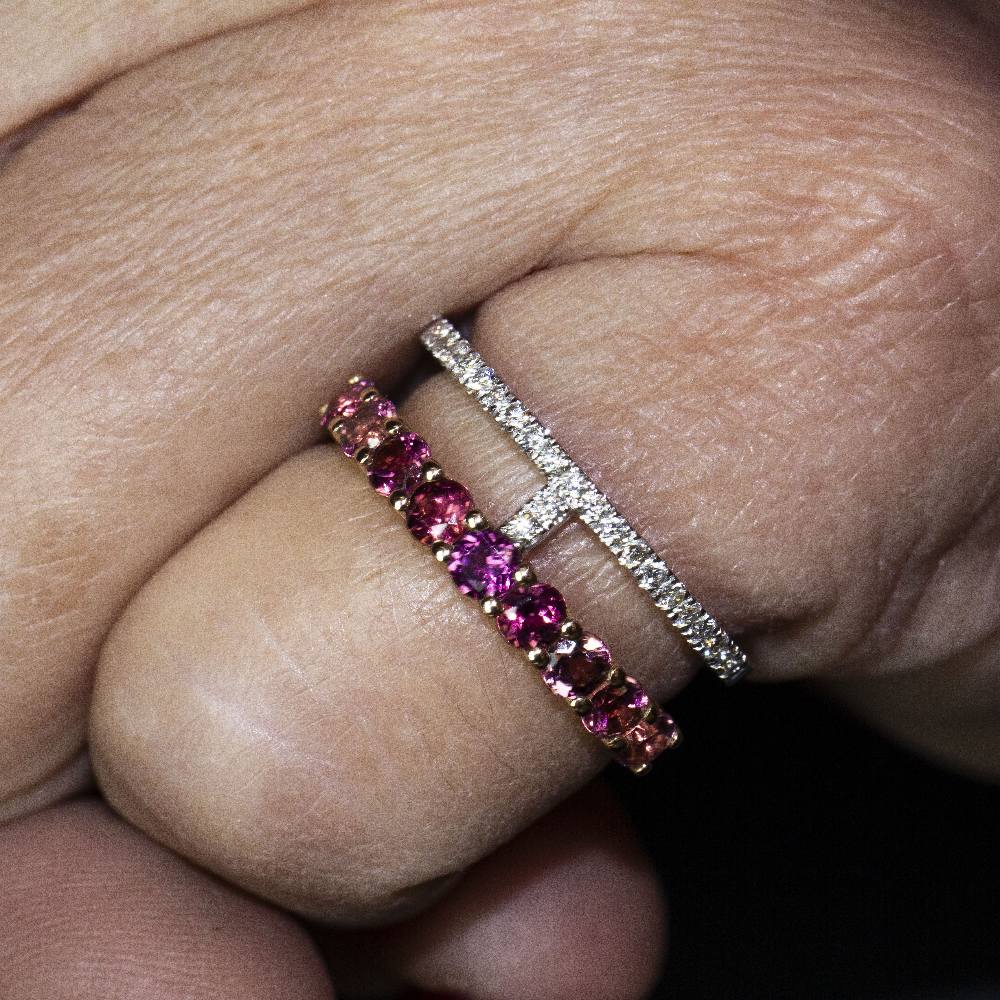 Ring in tourmalines and diamonds