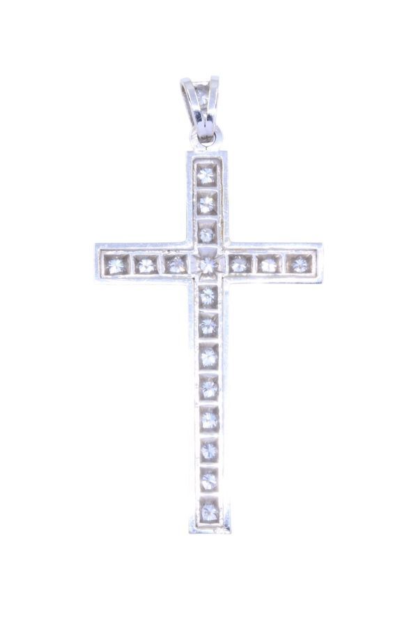 Croix ancienne diamants en or blanc et platine