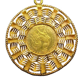 Pendentif médaille porte-pièce en or jaune