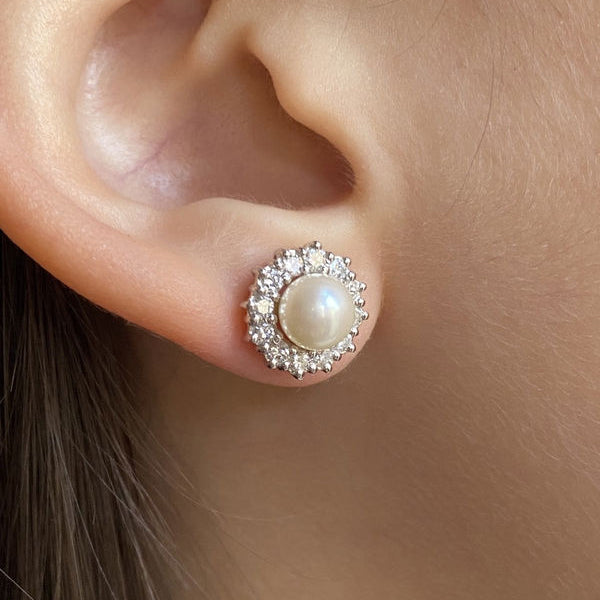 Earrings Fleas in white gold, and diamonds