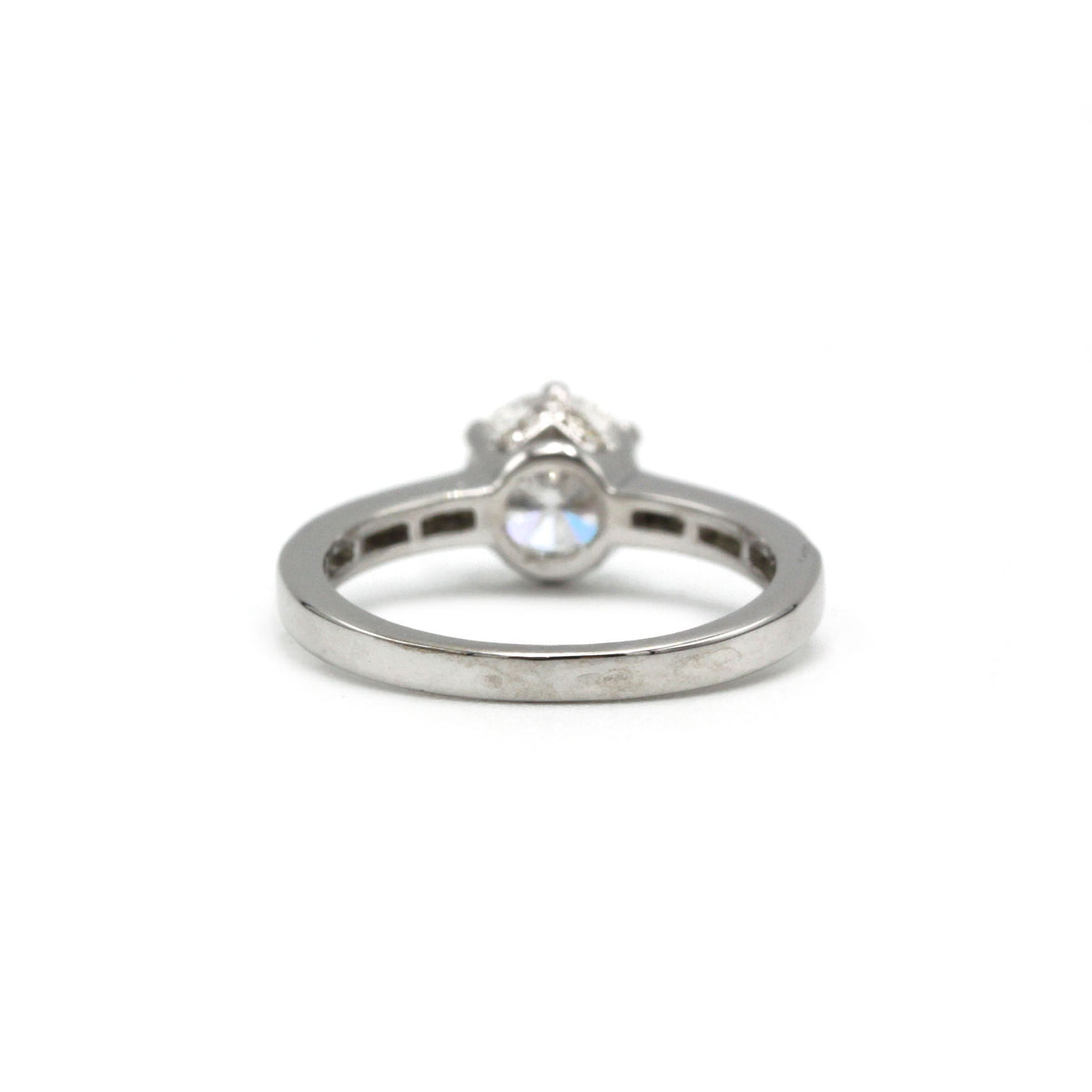 Solitaire ring with side stones - White gold and 1.27 ct diamond