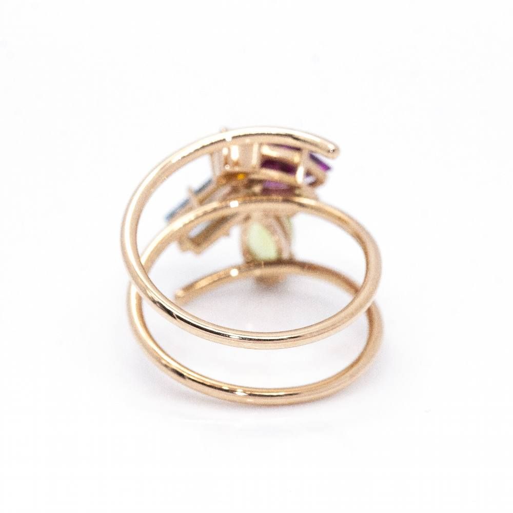 Cocktail Ring in Rose gold, Peridot, Topaz, Garnet, Tourmaline and Diamond