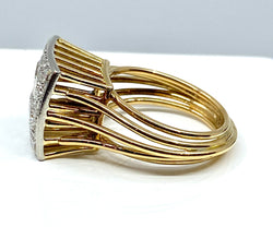 Bague en or jaune et or blanc 18 carats pavée de diamants