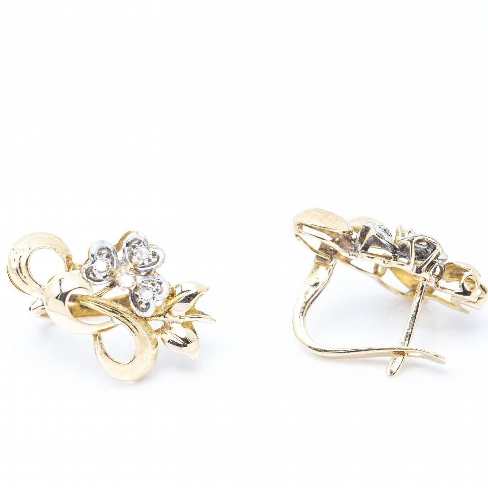 Boucles d'oreilles FLEUR NOUVEAU en or et platine