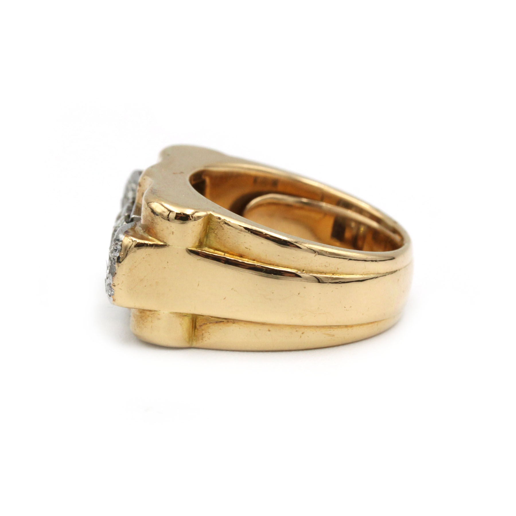 Ring Tank in yellow gold, paltinium and diamonds