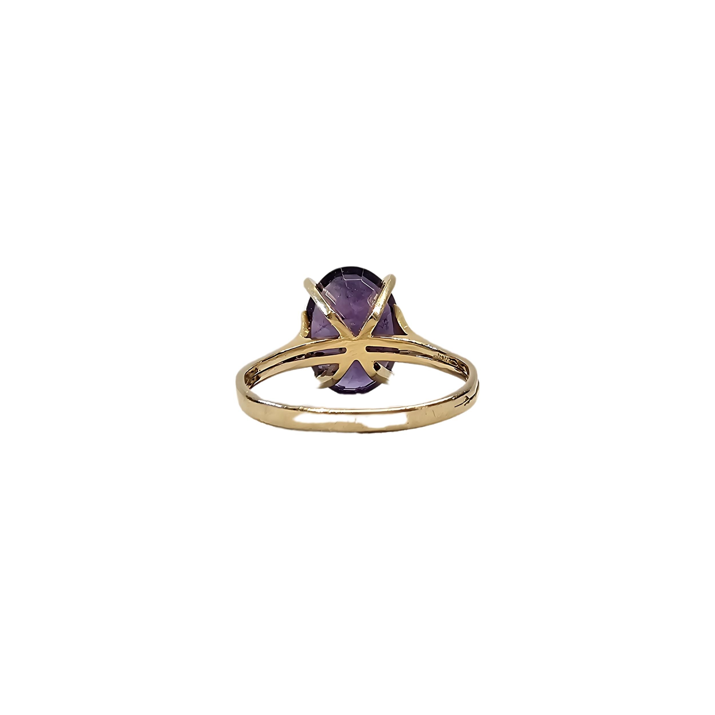 Bague en or jaune 18 carats et amethyste 9 carats - Taille EU61