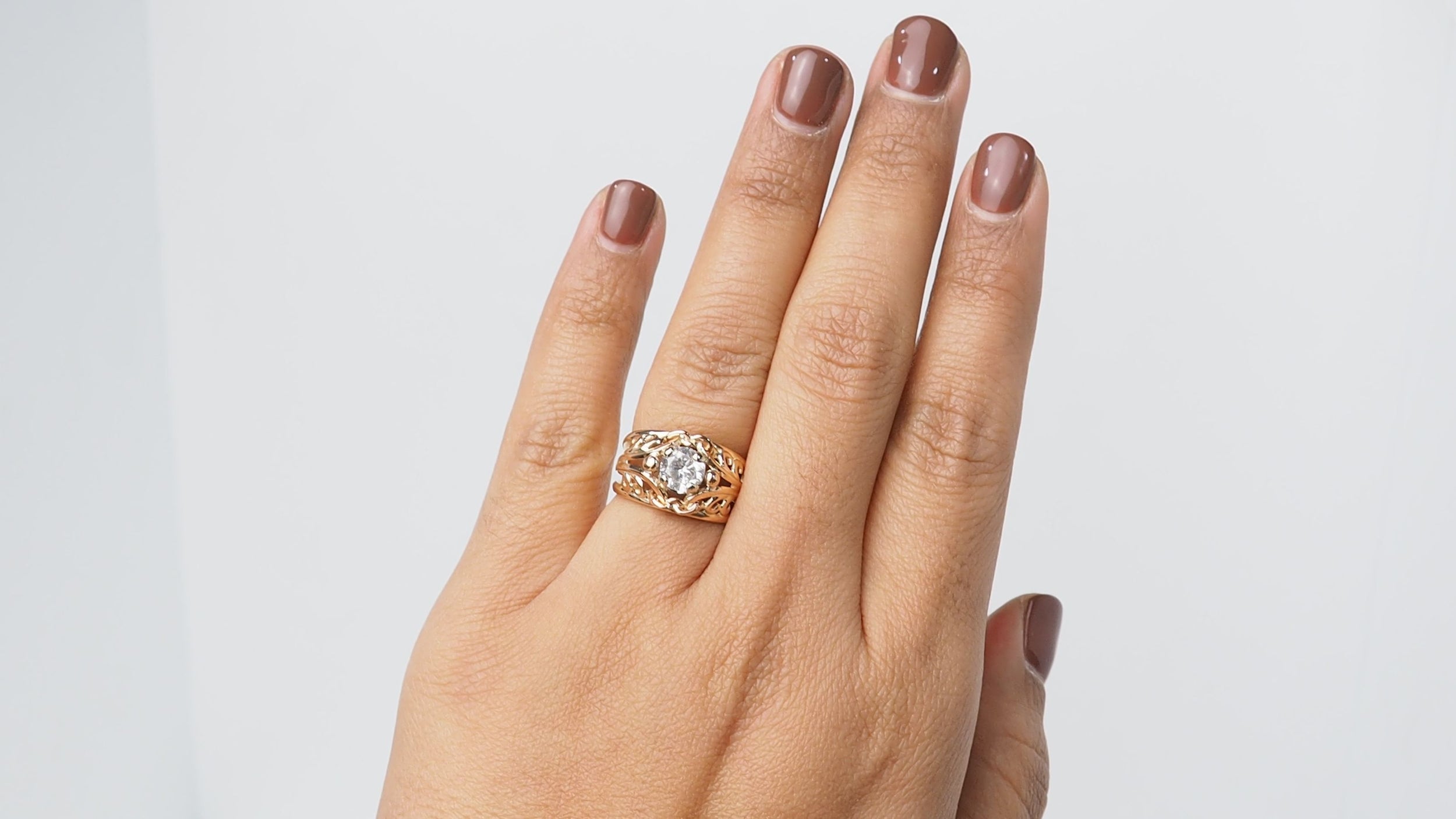 Bague ancienne en or rose et diamant