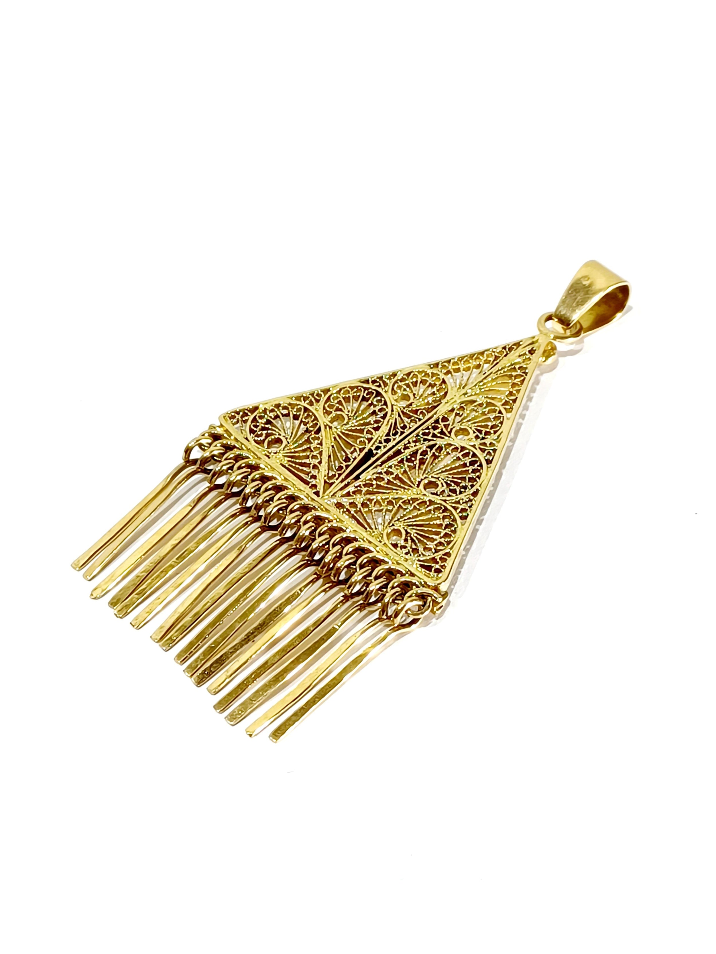 Pendentif En Or Champagne Filigrané