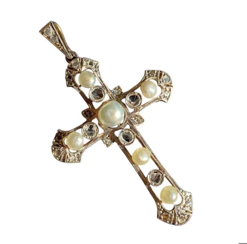 Pendentif croix Belle époque