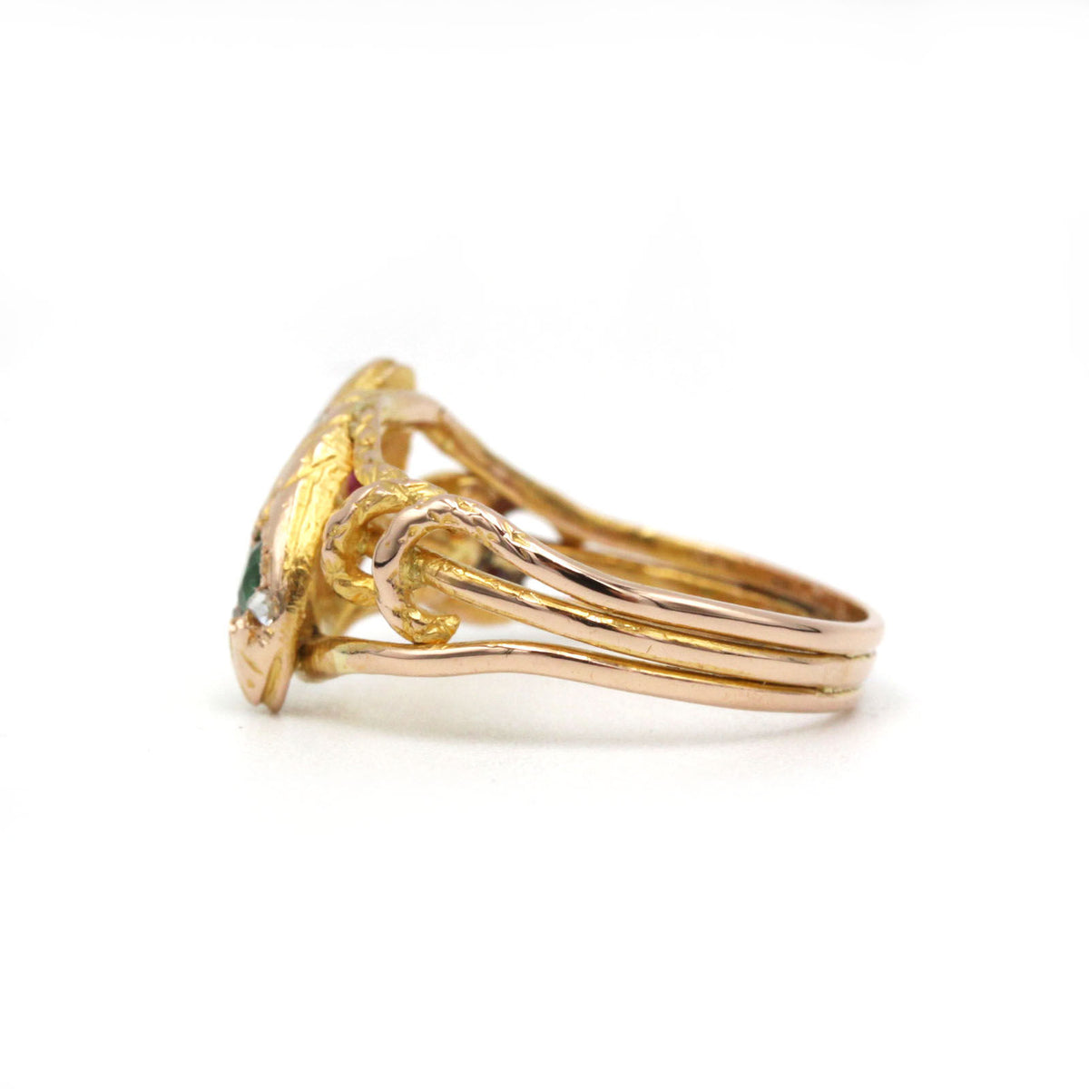 Ring Snake - Gold, diamonds, Ruby & Emerald