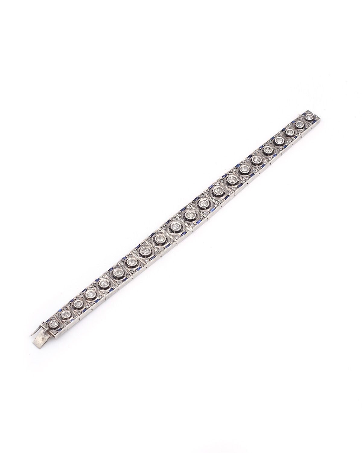 Bracelet Art Deco saphirs et diamants en argent