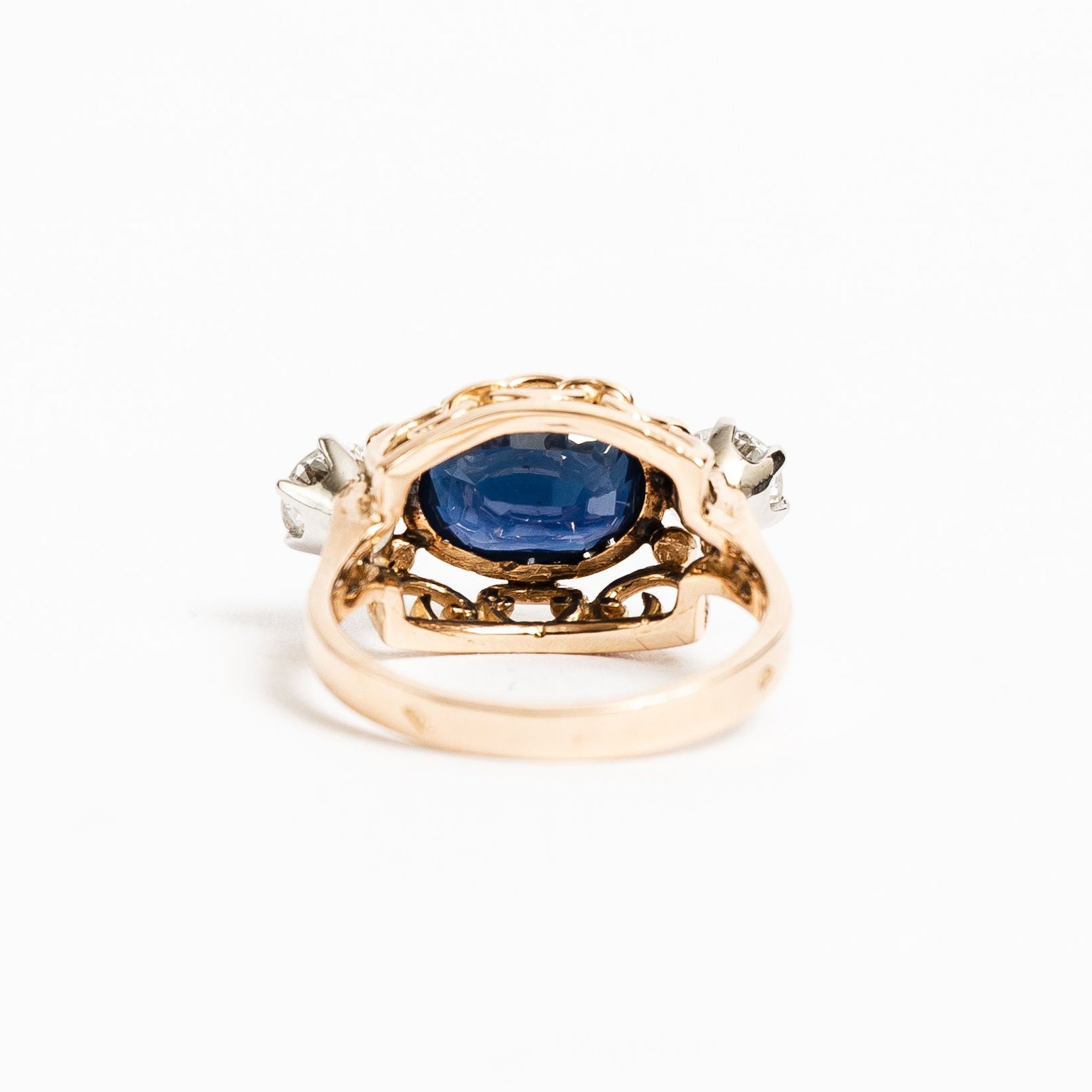 Bague Trilogie en or rose, saphir et diamants