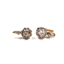 Earrings ANCIENT gold and silver sleepers diamonds