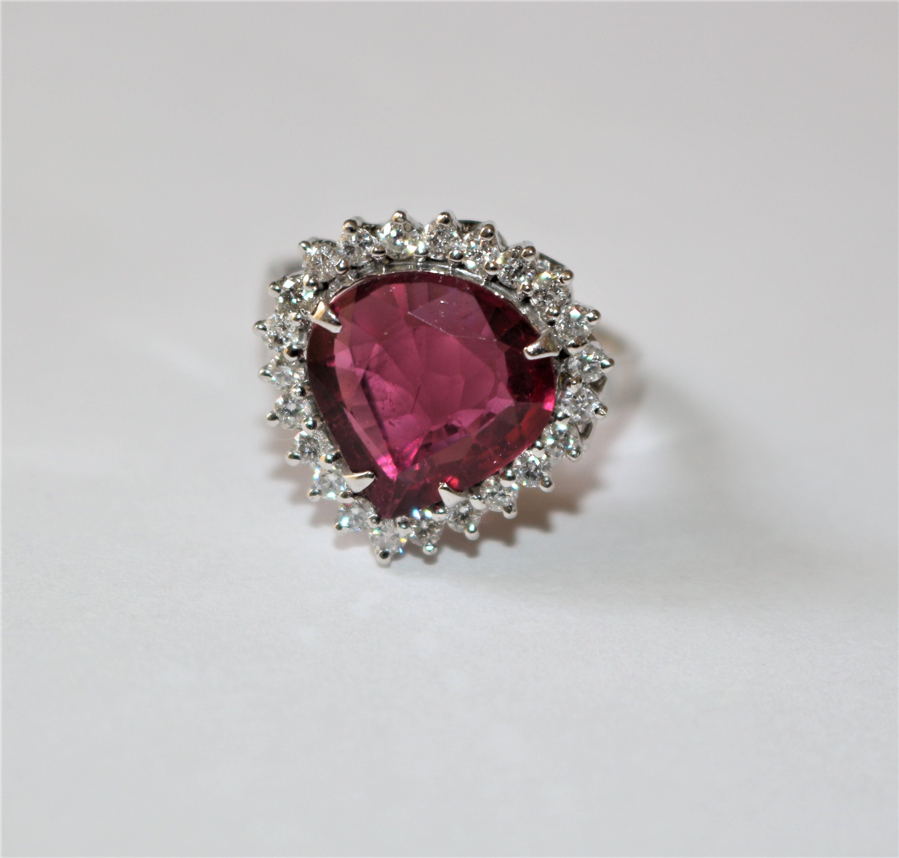 Bague rubellite et diamants