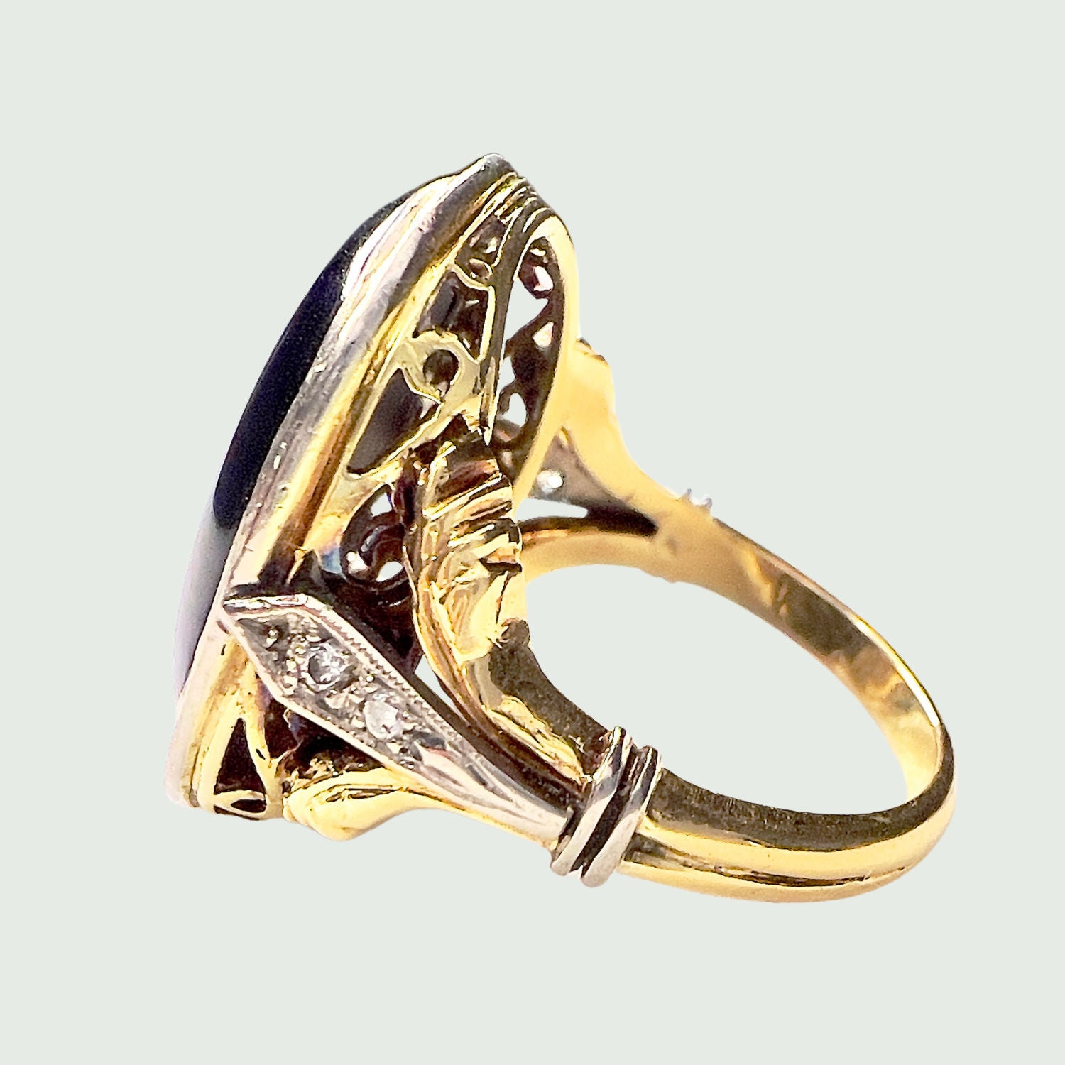 SORTIJA ART DECO ÉPOCA 1930-35 DE DIAMANTES Y ONIX