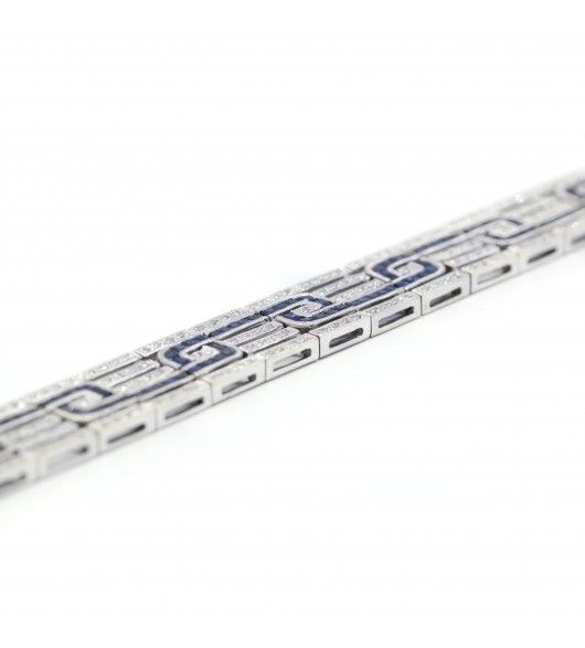 Bracelet Art Deco in white gold, sapphires and diamonds