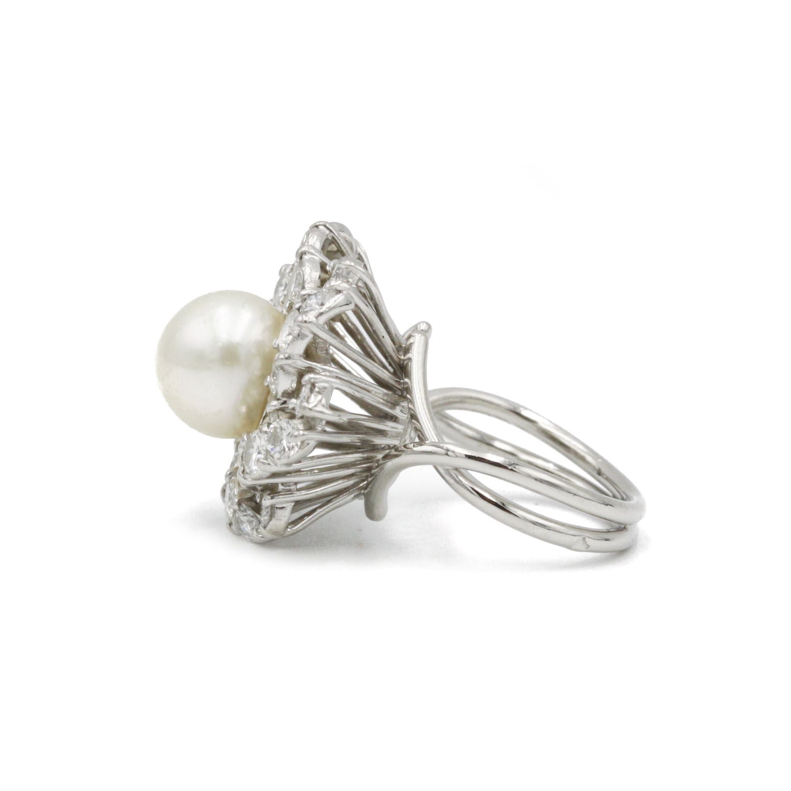 Bague - Platine, Diamants & Perle