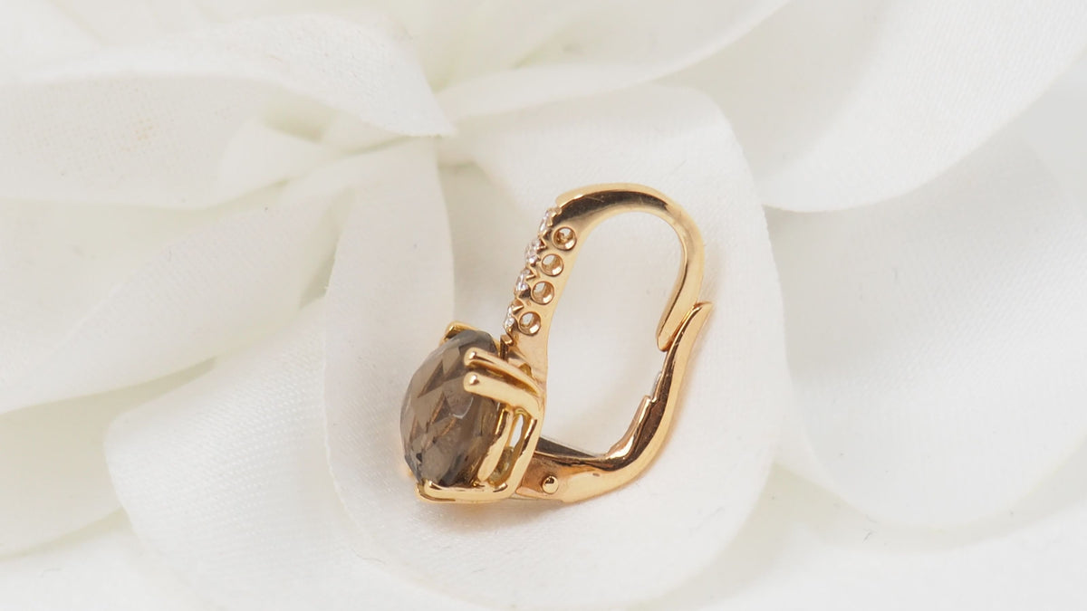 Rose gold, smoky quartz and diamond earrings 