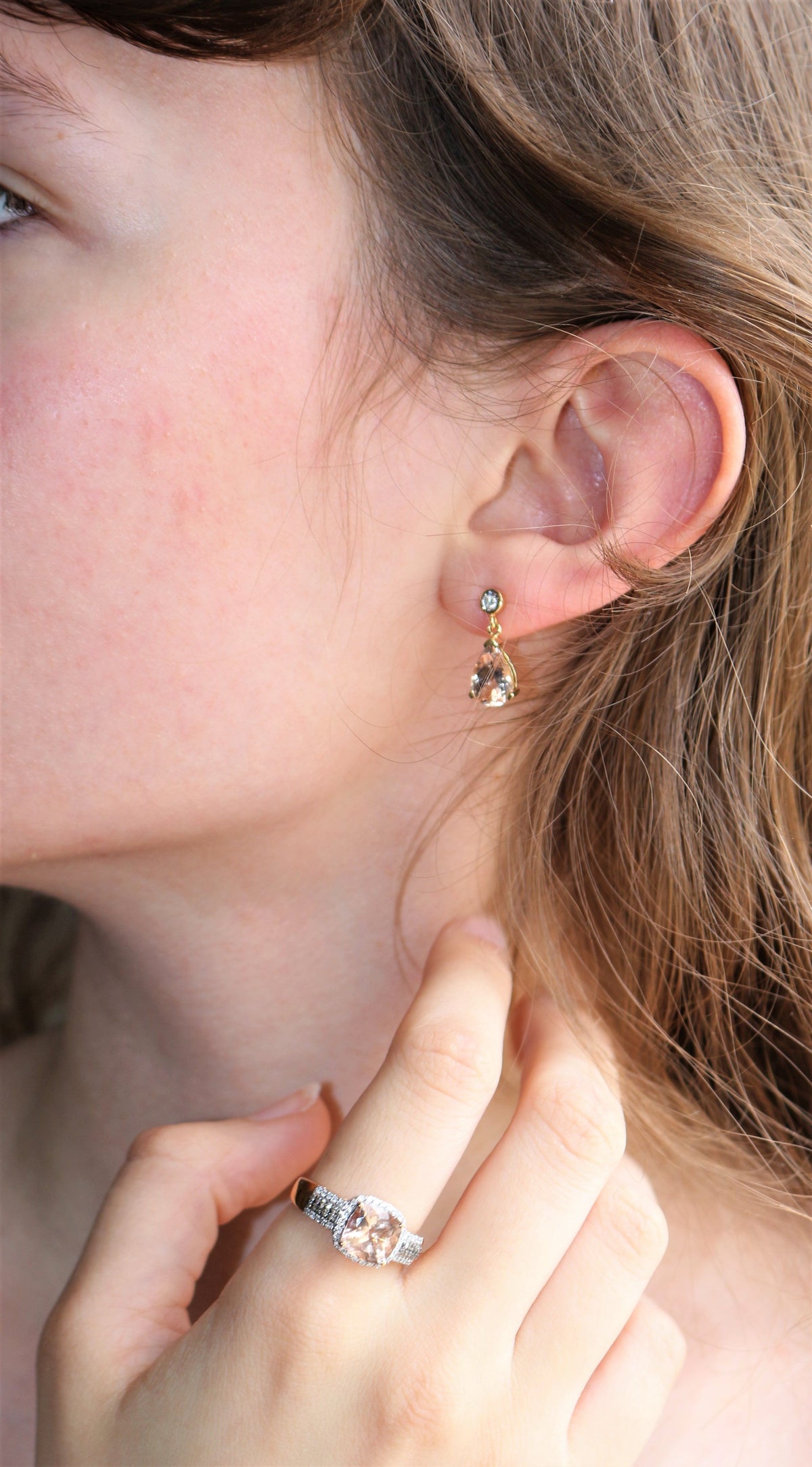 Pair of Morganite and Diamond Earrings