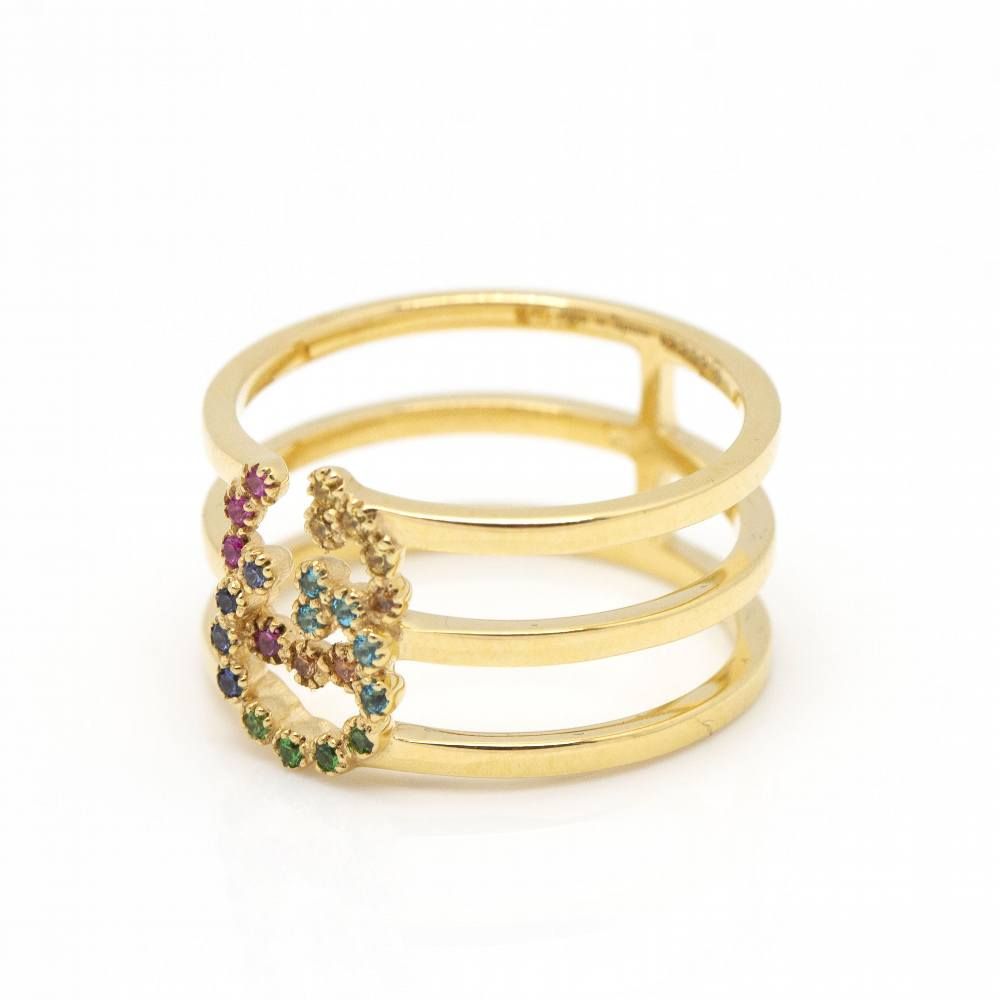 Bague GUCCI en or jaune avec saphirs d'occasion