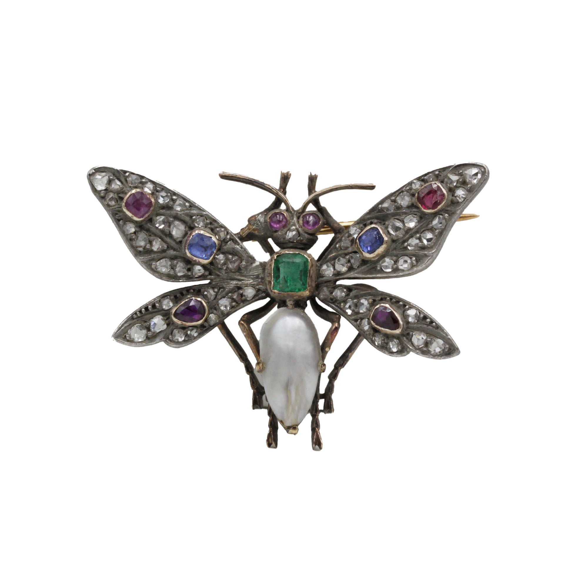 Broche Libellule - Or & Pierres précieuses